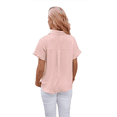 thumbnail image 3 of Womens Short Sleeve Button Down Shirt Pink XL, 3 of 7