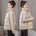 thumbnail image 3 of Chaqueta de algodón gruesa sin lavado con cara brillante para mujer, chaqueta de algodón corta y holgada, chaqueta de cuello alto, chaqueta de algodón de plumón para mujer, 3 of 6