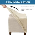 thumbnail image 3 of Ottoman Cover Square Velvet Ottoman Covers Protector for Footrest Foot Stool Furniture Stretch Comfortable with Elastic Bottom Small Beige, 3 of 6