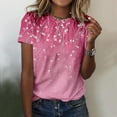 thumbnail image 2 of SHITINN Women's Fashion Women's Fashion Print Casual Point Sleeve Crew Neck T Shirt Top Short Sleeve Blouses for Women Summer Tops for Women 2025, 2 of 4