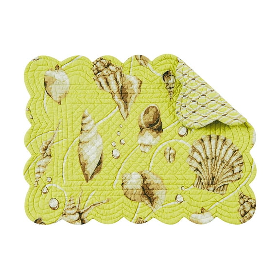 Calypso Cotton Quilted Rectangular Reversible Placemats Set of 6, 13" x 19"