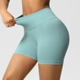 thumbnail image 4 of Ohufall Summer Yoga Shorts for Women Fashion Breathable Solid Color Stretchy High Waist Tummy Control Gym Workout Shorts Ladies Comfy Slim Fit Legging Shorts, 4 of 8