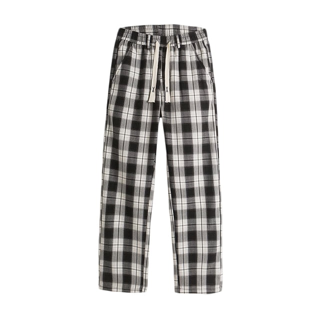 Pantalones de pijama largos de poliéster para hombre, informales, con estampado a cuadros, holgados y deportivos.