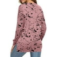 thumbnail image 3 of FASHIONWT Women Long Sleeve Crew Neck Fall Top Casual Graphic Cotton Blend T-Shirts, 3 of 4