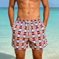thumbnail image 2 of FAWUUDO Sports Shorts for Men Adjustable Waist Drawstring Loose Fashionable Print Shorts Beach Running Straight Shorts S E-Multicolor, 2 of 7