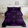 thumbnail image 2 of Manfei Spooky Skull Ghost Bedding Comforter Set,Gothic Theme Twin Comforter Sets,Purple Geometric Plaid Bedding Set,Ultra Soft Bedroom Decoration Reversible,2pcs, 2 of 8