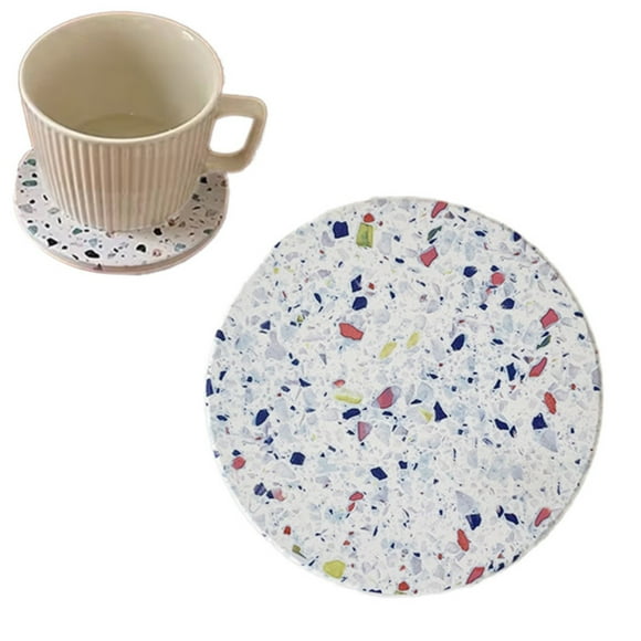 Placemat Kitchen Mat Colorful Terrazzo Tile Drink Stone Texture Chaotic Dots Modern Artistic Style Home Decor Diatomite Heat Diatomite 4 Inch for Cold Drinks Wine Mugs Cups
