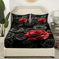 thumbnail image 3 of Erosebridal Black and Red Rose Twin Bed Sheets Romantic Floral Sheet Set,3D Roses Bedding Set for Women Bedroom,Wedding Valentines Day Decorations Blossom Flower Bed Set, 3 of 5