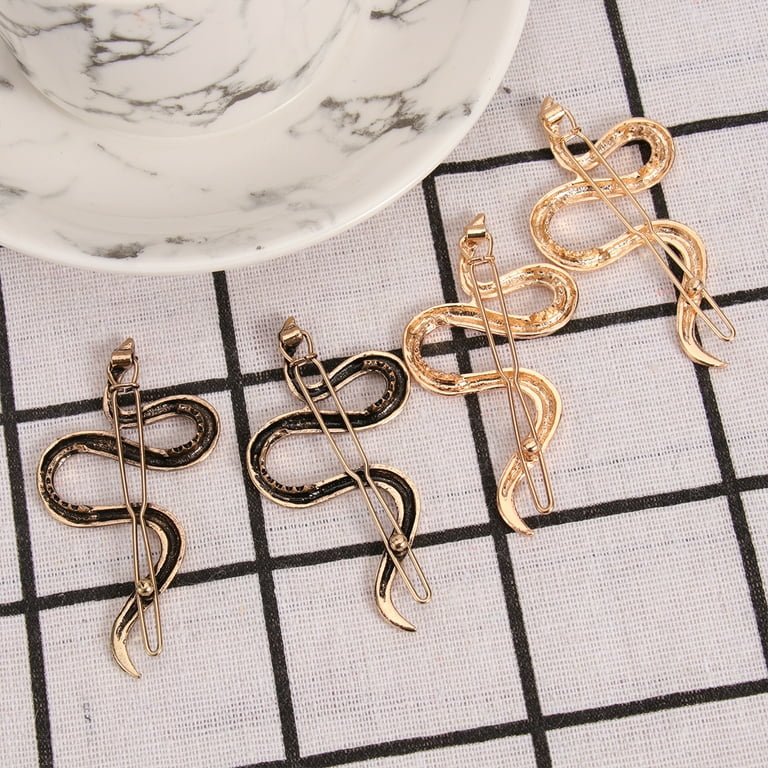 TINKSKY 4pcs Snake Shaped Hair Clip Creative Hair Pin Hair Ornament for  Women Girls Ladies (Golden, Ancient Gold, 2pcs Each)