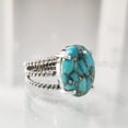 thumbnail image 3 of Natural Blue Copper Turquoise Ring, Turquoise Ring, December Birthstone, 3 Twisted Band, 925 Sterling Silver, Womens Ring, Christmas, Thanksgiving, Handmade, Statement Jewelry, Natural Turquoise Ring, 3 of 7