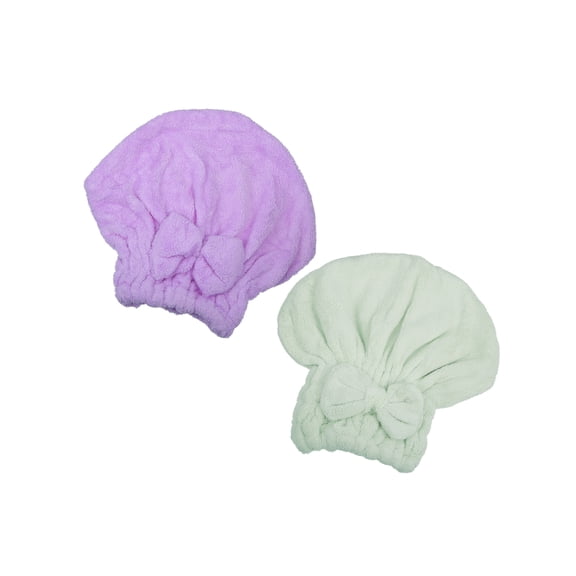 Vocoste 2Pcs Coral Fleece Hair Drying Towel Dry Cap Quick Drying Lightweight for After Bath Drying Hair Purple, Green