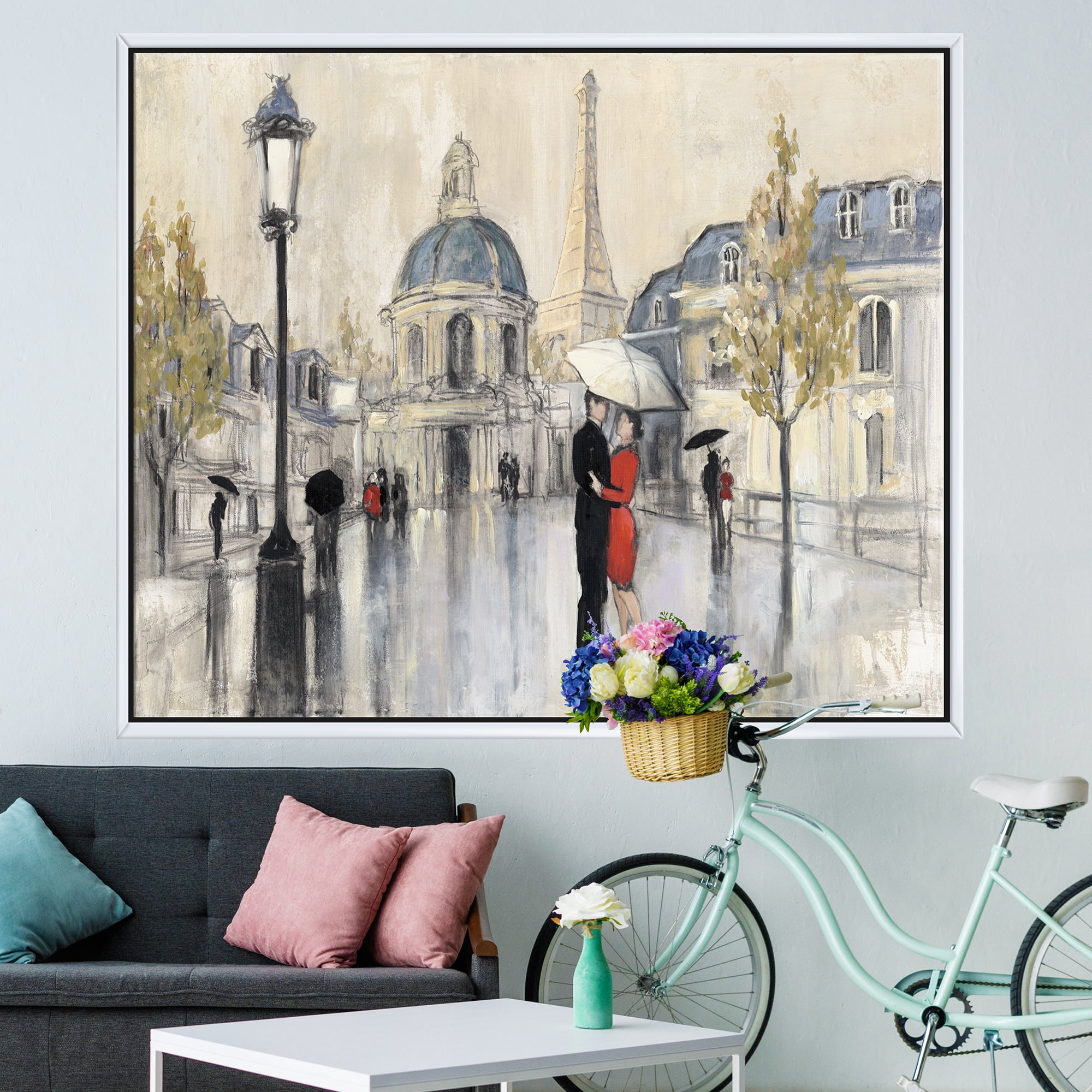 Designart ' Love in Paris I ' Romantic French Country Framed Canvas