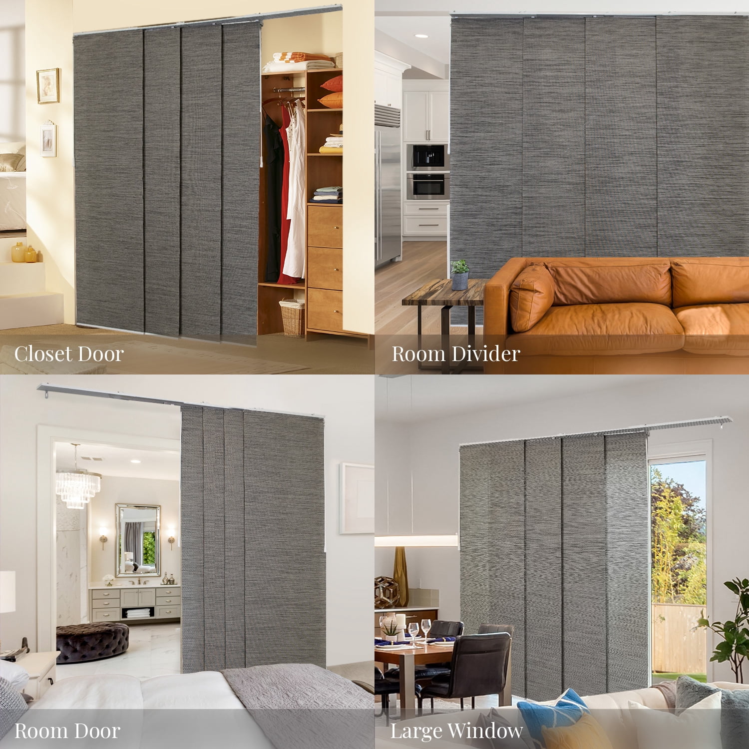 CHICOLOGY QUAD RAIL SLIDING PANEL Ice Gray (Light Filtering) W:46-86 x H:Up-to 96 inches