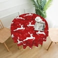 thumbnail image 4 of Christmas Tablecloth, Reindeer Red Tablecloth Round 60 Inch, Snowflake Table Cloth, Washable Polyester Farmhouse Tablecloths For Picnic Party Outdoor Dinner Dining Room Decorations, 4 of 6