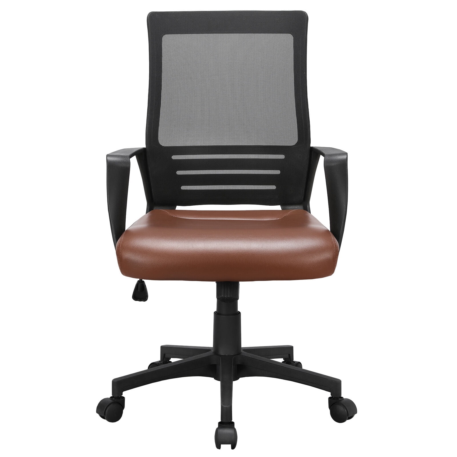 Mesh Office Chair with Leather Seat, Ergonomic Rolling Computer Desk