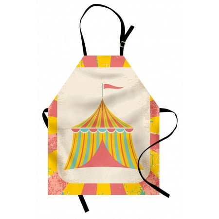 

Circus Apron Circus Tent Illustration with Grunge Look Vintage Entertainment Carnival Theme Art Unisex Kitchen Bib Apron with Adjustable Neck for Cooking Baking Gardening Multicolor by Ambesonne