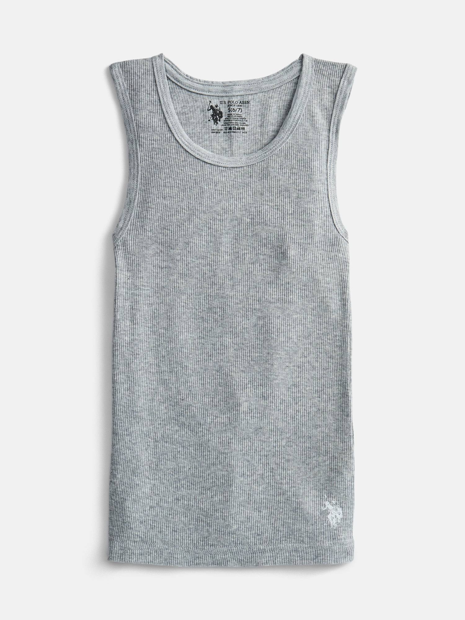 U.S. Polo Assn. Boys Ribbed Tank Tops, 5 Pack, Sizes S-XXL