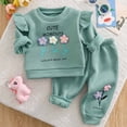 thumbnail image 2 of Xyant Toddler Baby Girl Clothes Cute 3D Floral Infant Ruffle Long Sleeve Sweathsirt Pullover Pants Set Fall Winter Outfits,Size 2-3 Years, 2 of 9