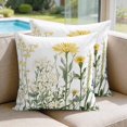 thumbnail image 2 of 26x26 Pillow Covers Set of 2, Yellow Spring Floral Square Throw Pillow Covers for Couch/Sofa/Living Room, Summer Botanical Flowers Decorative Soft Pillowcases for Couch Throw Pillows, 2 of 9