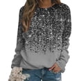 thumbnail image 4 of AherBiu Chandails à Col Rond pour Femmes Manches Longues Imprimé Brillant Printemps Décontracté Ample Chandail Pailleté Hauts, 4 of 4