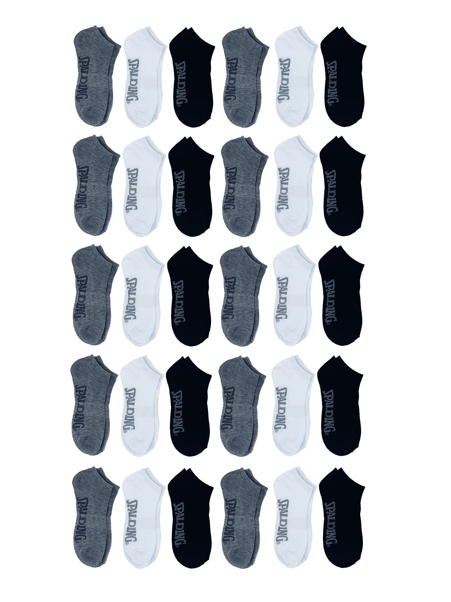 Spalding, Adult Men's 30-Pack No-Show Socks, Sizes 6.5-12, Mens Socks