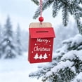 thumbnail image 4 of Wooden Mailbox Christmas Ornament, Red Holiday Tree Hanging Decor with Merry Christmas Text, Rustic Farmhouse Xmas Party Decoration Gift for Home, 3.62 Inch, 4 of 7