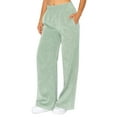 thumbnail image 2 of Cali1850 Women's Casual Corduroy Pants Elastic Waistband Wide Leg Loose Fit Trousers with Pockets, 2 of 5