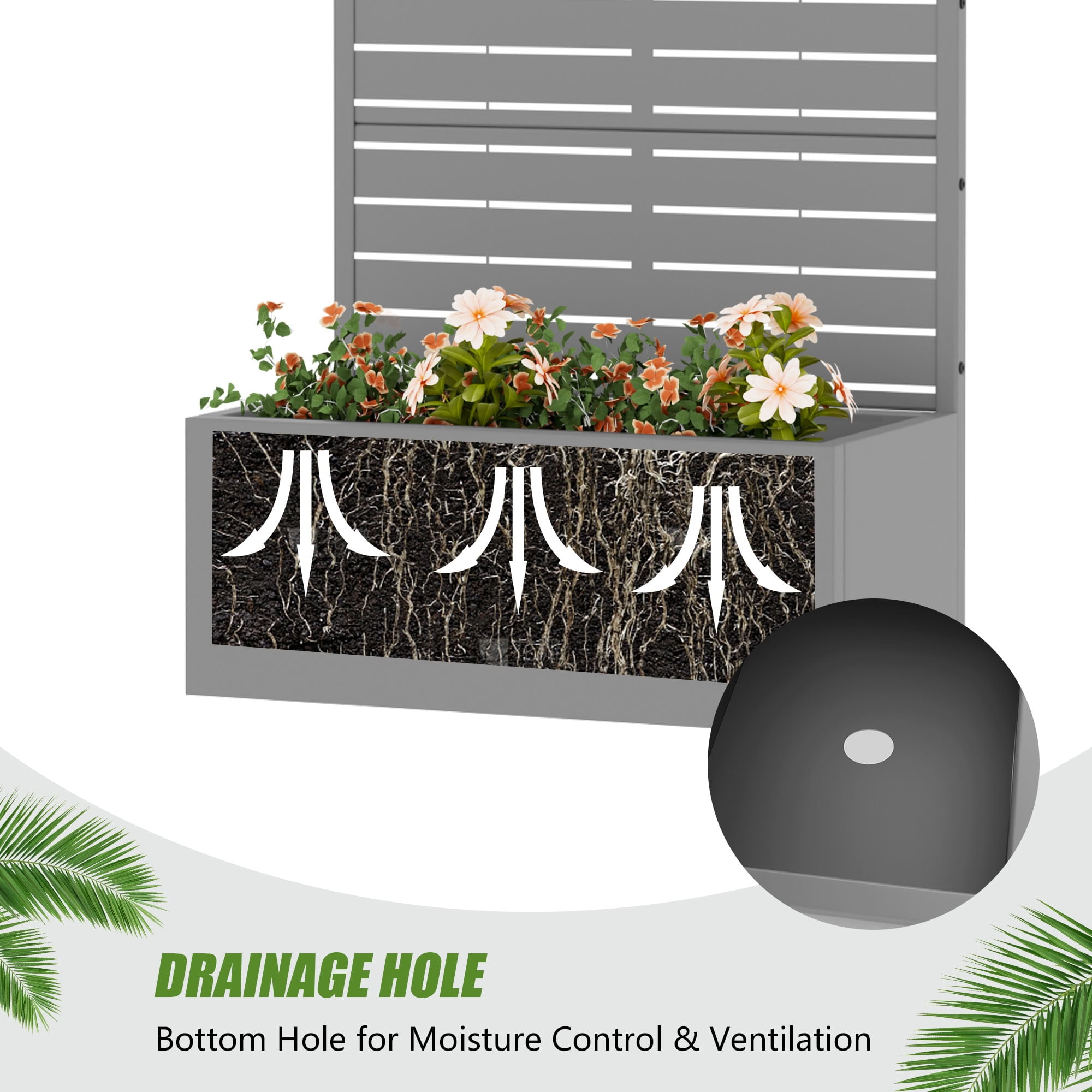 MAYEERTY 59*30in Outdoor Metal Planter Box, Removable Outdoor Planter, Portable Garden Planter Box for Balcony, Garden, Yard