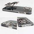 thumbnail image 6 of Compatible with iPhone 14 Pro Case Glitter 6D Plating Cute Bear Hidden Stand Holder Phone Case with Lens Film Camera Protection for Women Men Girly Plating Shockproof Phone Cover, Black, 6 of 12