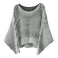 thumbnail image 5 of UJNDER Fall Winter Sweaters for Women Knit Striped Batwing Pullover Oversized Long Sleeve Green S, 5 of 5