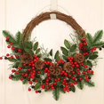 thumbnail image 2 of Corona de ratán de Navidad La Vida Bella ramas naturales de pino bayas y conos de pino decoración de Puerta del hogar para Año Nuevo, 2 of 4