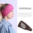 thumbnail image 4 of Linyer Crochet Headbands Winter Leaves Pattern with Rhinestones Elastic Head Protector Wide Warm Chunky Hair Accessories for Girls Coffee, 4 of 5