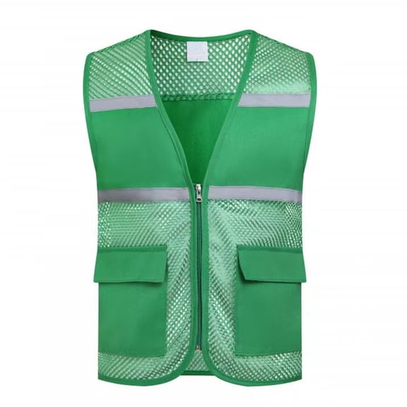 VeFlora Unisex Mesh Safety Vest, High Visibility Reflective Work Vest with Multiple Pockets, Breathable Lightweight Security Vest for Construction, Volunteers, Outdoor Activities(Green/L)