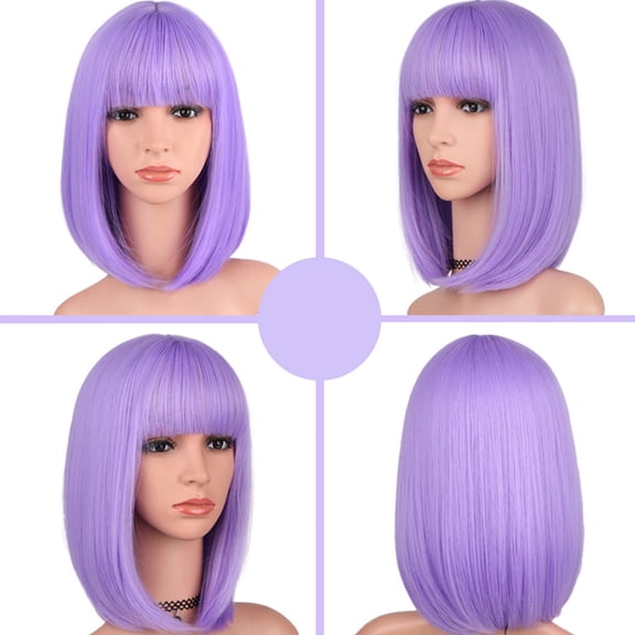 Wigs, Wigs for Women, Cut Bob Wigs With Bangs 14 Inch Shoulder Length Straight Synthetic Hair Wigs Daily Costume Wig For Black Women Hair Replacement Wigs