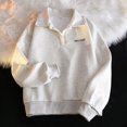 thumbnail image 2 of Pullover Sweaters for Women Workout Fall Winter Soft Turn-down Collar Long-sleeved Puff Drop Shoulder Zip Up Plain Leisure Cotton Tops Outerwear(Grey,M), 2 of 7