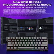 Aula WIN60 HE 60% Mechanical Keyboard Wired, Hall Effect Gaming Keyboard Magnetic Switch Hot Swappable, Adjustable Actuation Rapid Trigger Mode 8000Hz Polling Rate, RGB Keyboard 60 Percent Design