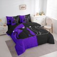 thumbnail image 3 of jejeloiu Cartoon Cute Kitten 7-Piece Bedding Comforter Set,Pet Animal King Bedding Sets,Black Purple Bed Sheets For Girls Teens,Luxury Bedroom Decor Reversible, 3 of 8
