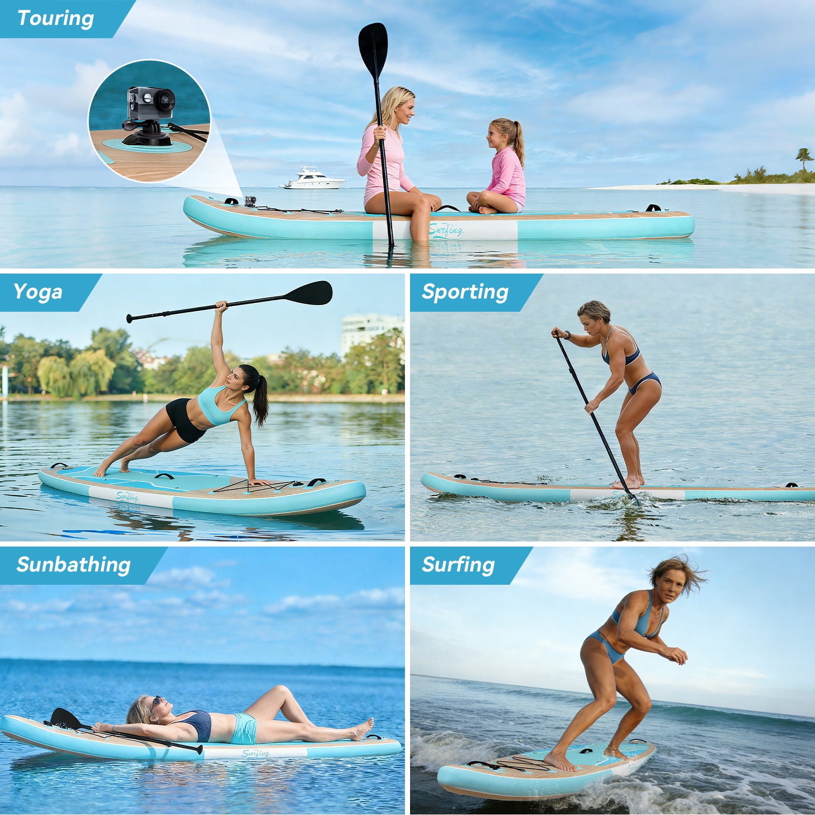 ELECWISH Inflatable Stand up Paddle Boards 11 ft with Premium SUP Paddle Board Accessories, Wide Stable Design, Non-Slip Comfort Deck for Youth & Adults