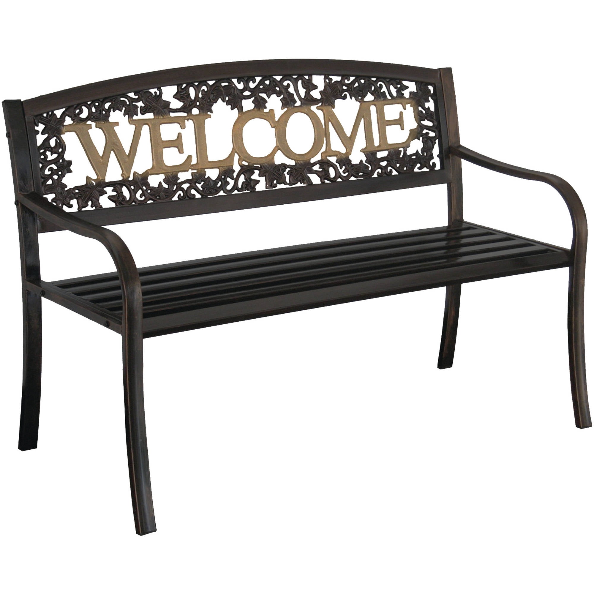 Leigh Country Outdoor Raised Metal, Outdoor Bench With Back Panel