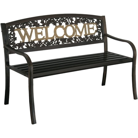Leigh Country Outdoor Raised Metal Bench - Black and Gold