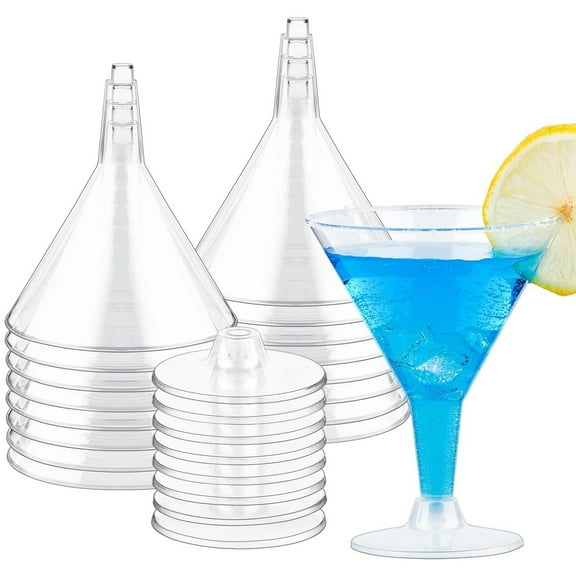 Topboutique 24 Pack Plastic Martini Glasses 7 oz Clear Disposable Cocktail Glasses Margarita Glasses Small Dessert Cups Wine Shooter Glasses for Party Wine,Champagne,Appetizers-Unbreakable&Reusable