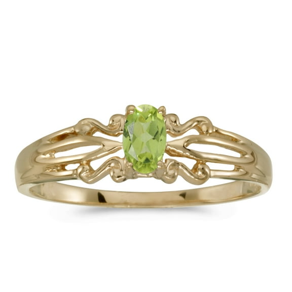10k Yellow Gold Oval Peridot Ring