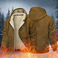 thumbnail image 2 of Mens Sherpa Fleece Linen Hoodie Zip Up Winter Jacket Thick Hooded Sweatshirt Coat Brown XXXXXL, 2 of 5