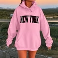 thumbnail image 3 of New York Hoodies for Women 2025 Fall Winter Long Sleeve Hooded Sweatshirt with Pockets Pullover Tops Streetwear, 3 of 4