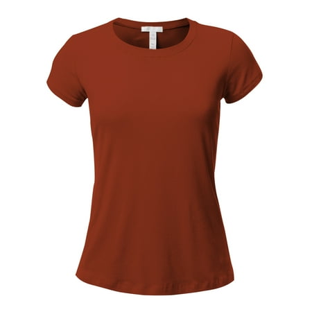- Essential Basic Women Athletic Fit Plain Short Sleeves Round Crew Neck Yoga Top T-Shirt - Junior Size