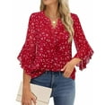 thumbnail image 2 of Fantaslook Blouses for Women 3/4 Ruffle Sleeve Summer Tops V Neck Business Work Blouse Dressy Casual Loose Shirts, 2 of 8