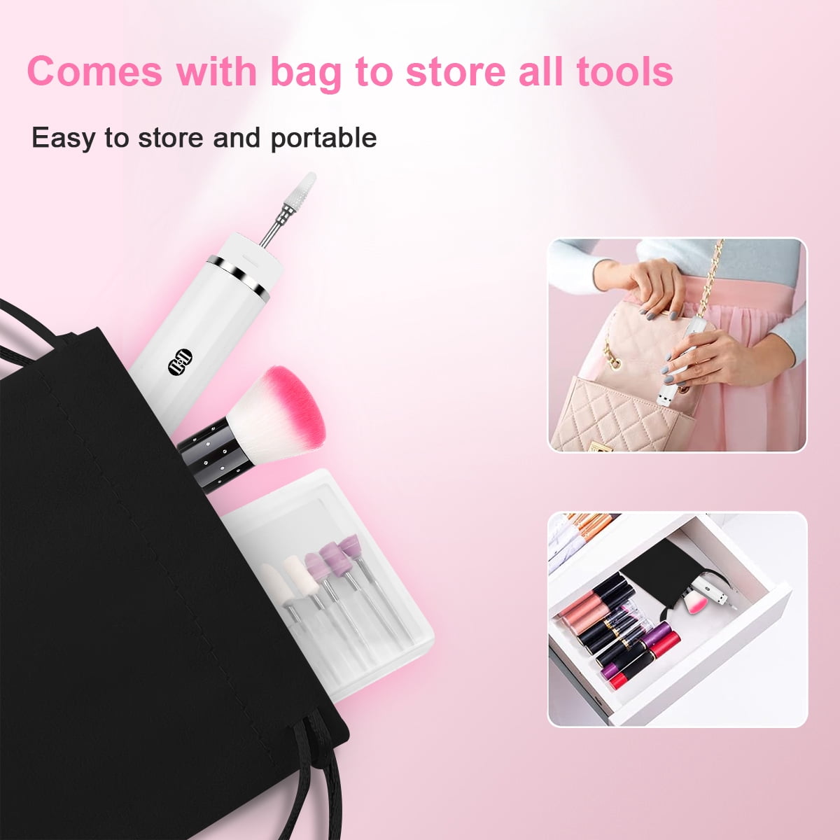 CIICII Electric Nail Drill, Eectric nail file,rofessional Nail Drill Kit for Men Women Home Salon-White