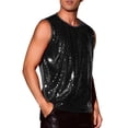 thumbnail image 4 of INSPIRE CHIC Men's Patchwork Sleeveless Party Night Out Sparkle Sequin Tank Top L Black, 4 of 5