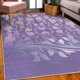 thumbnail image 3 of Floral Decorative Rug, Romantic Royal Leaf Pattern Yellow Colored Blossoming Branch Leaves Art, Quality Carpet for Bedroom Dorm and Living Room, 6 Sizes, Lavender Lilac, by Ambesonne, 3 of 4