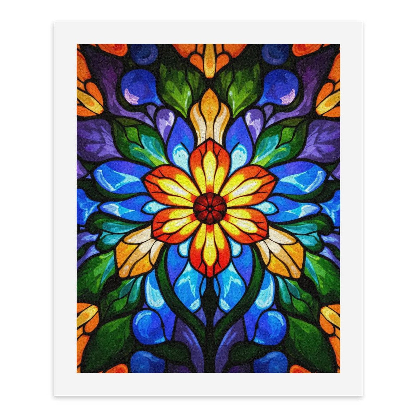 Paint by Numbers Kit for Adults, Colorful Stained Glass Floral Pattern Paint by Numbers, Easy Paint by Numbers Kit for Adults Beginner, DIY Adult Paint by Number Kits on Canvas, Home Decor
